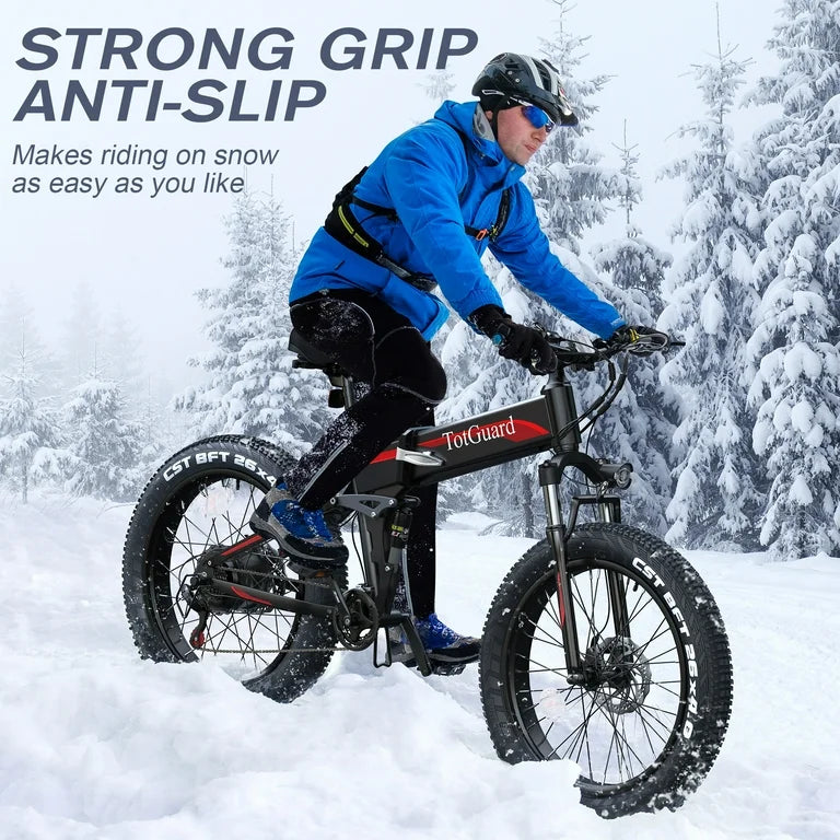 26"x4" Fat Tire 500W Electric Bike, Foldable E Bike for Adults-48V 10Ah Battery