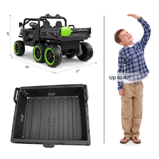 6 Wheel 24V 2-Seater Ride On Dump Truck, Ride on UTV W/ Dump Bed/Shovel, LED Light, Music, Remote Control,6 Wheels 4WD Ride On Toy