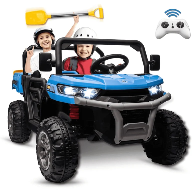 24V 2 Seater Kids Ride on Truck, Ride on UTV W/ 2x200W Motor, 24 Volt W/Dump Bed/Shovel, Durable Tires, LED Lights, Music, Remote Control