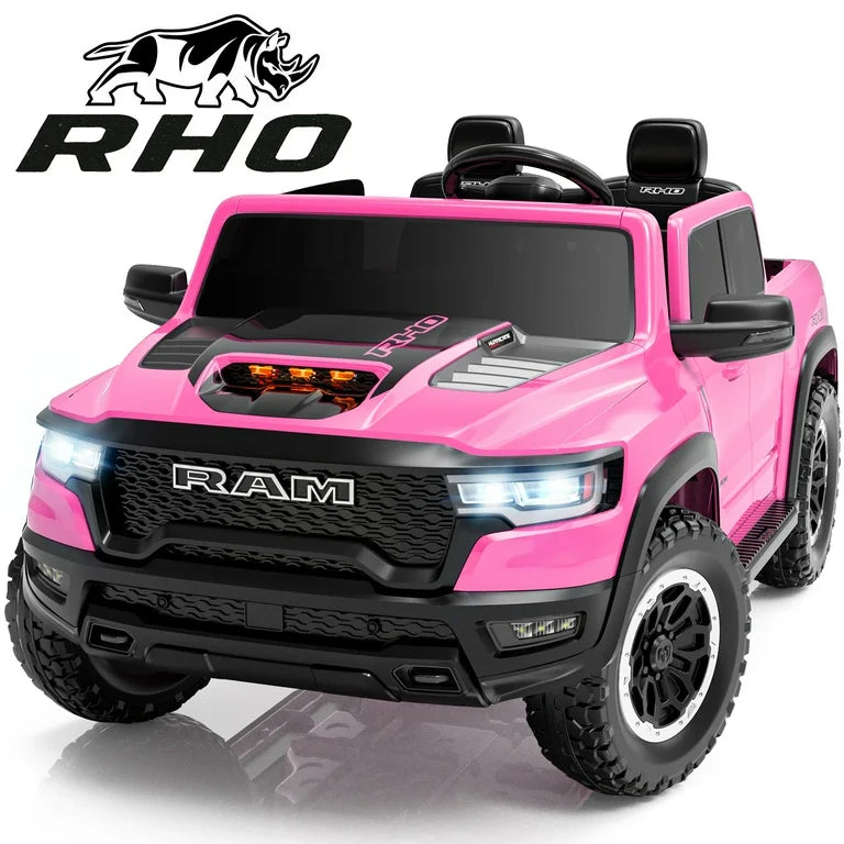 24V Ram Ride on Car 2 Seater for Big Kids, Ram 1500 RHO Battery Powered Ride on Toy with Remote Control