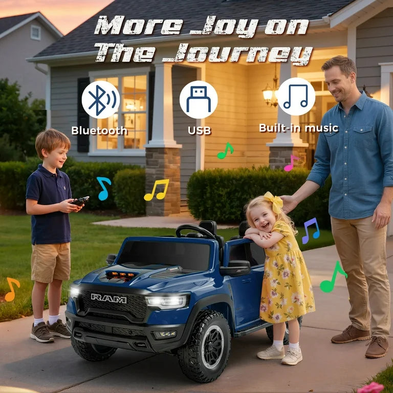24V Ram Ride on Car 2 Seater for Big Kids, Ram 1500 RHO Battery Powered Ride on Toy with Remote Control