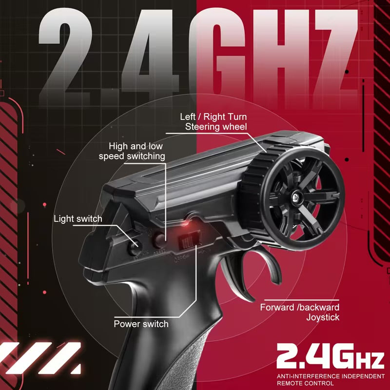 RC 1:24 Scale M2 Mini Drift Remote Control Rally Car, 2.4G Remote Control Vehicle, Speeds Over 20 Km/H, Comes with Drift Tires, Obstacles, And Lights