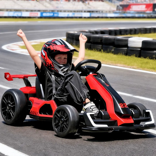 24V 7AH Electric Go Kart for Big Kids, Up to 8.5 MPH Drift Go Kart Car with Adjustable Seat, 2x150W