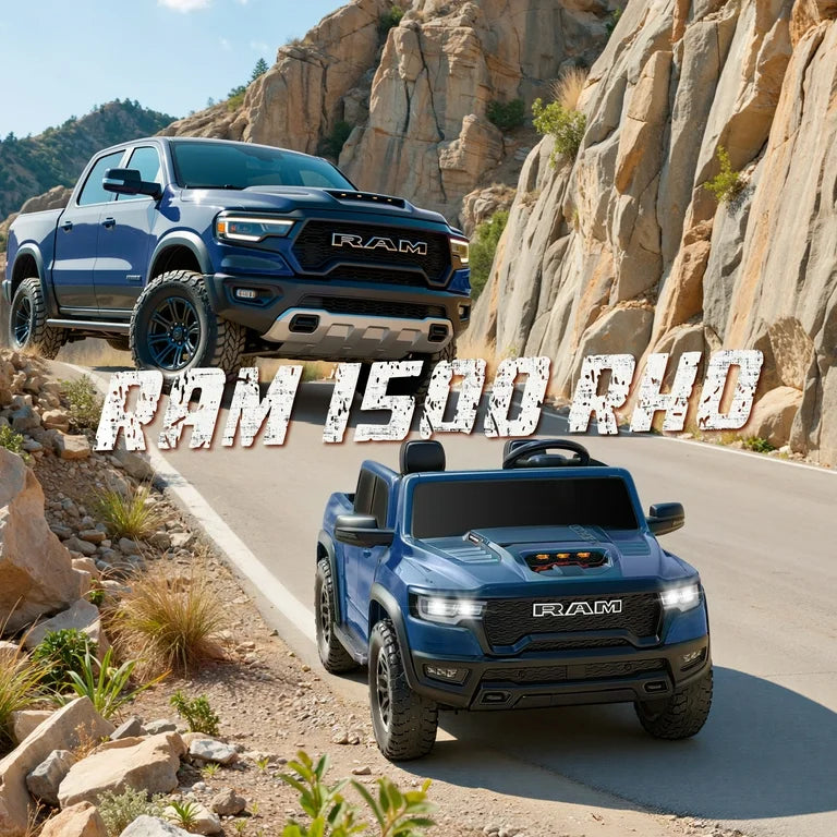 24V Ram Ride on Car 2 Seater for Big Kids, Ram 1500 RHO Battery Powered Ride on Toy with Remote Control