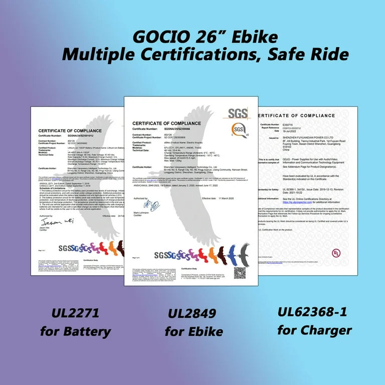 Gocio 26"4.0 Fat Tire Electric Mountain Bike for Adults, 750W Motor, 48V 13Ah Battery, Lightweight Aluminum Alloy Frame, Max 22Mph, 7-Speed