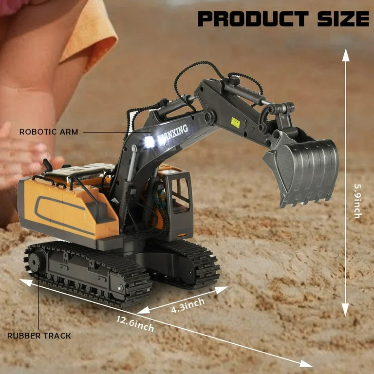 RC Excavator, Remote Control 11-Channel RC Construction Toy Vehicle, alloy/plastic
