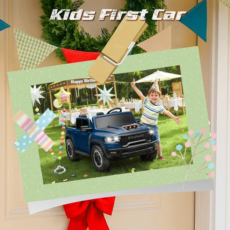 24V Ram Ride on Car 2 Seater for Big Kids, Ram 1500 RHO Battery Powered Ride on Toy with Remote Control