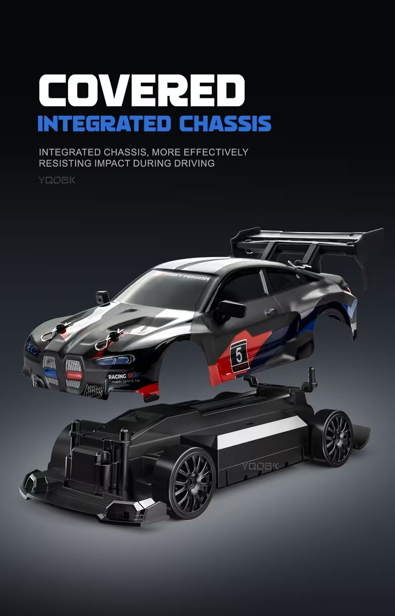 RC 1:24 Scale M2 Mini Drift Remote Control Rally Car, 2.4G Remote Control Vehicle, Speeds Over 20 Km/H, Comes with Drift Tires, Obstacles, And Lights