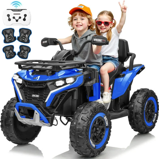 24V ATV for Kids, 24 Volt Ride on Toys for Toddlers, 800W 4
Wheeler with 2 XL Seater, EVA Tires Power Car Wheels with Remote, Knee Pad, Music, Bluetooth, USB,