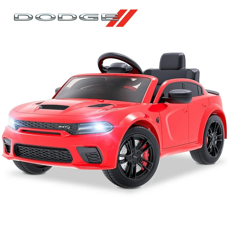 12V Dodge Charger SRT Electric Ride on Cars for Kids, Hellcat Powered Ride On Toys with Parent Remote Control