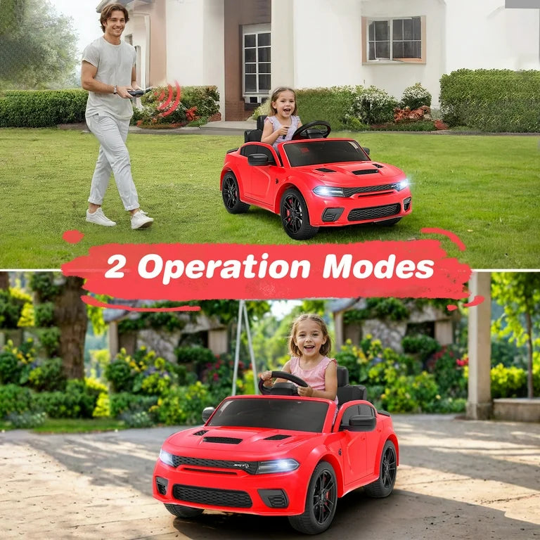 12V Dodge Charger SRT Electric Ride on Cars for Kids, Hellcat Powered Ride On Toys with Parent Remote Control