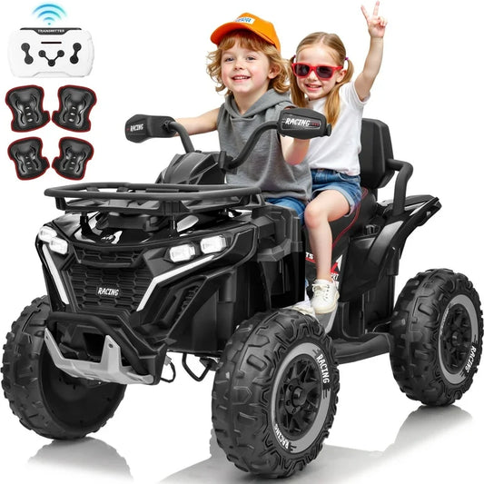 24V ATV for Kids, 24 Volt Ride on Toys for Toddlers, 800W 4
Wheeler with 2 XL Seater, EVA Tires Power Car Wheels with Remote, Knee Pad, Music, Bluetooth, USB,