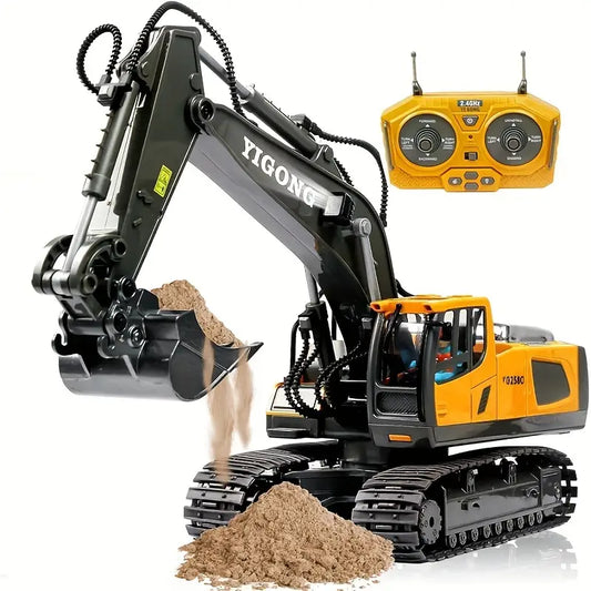 RC Excavator, Remote Control 11-Channel RC Construction Toy Vehicle, alloy/plastic