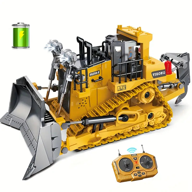 RC Bulldozer, Remote Control 9-Channel RC Construction Toy Vehicle, alloy/plastic
