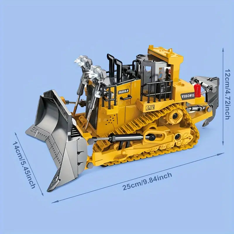 RC Bulldozer, Remote Control 9-Channel RC Construction Toy Vehicle, alloy/plastic