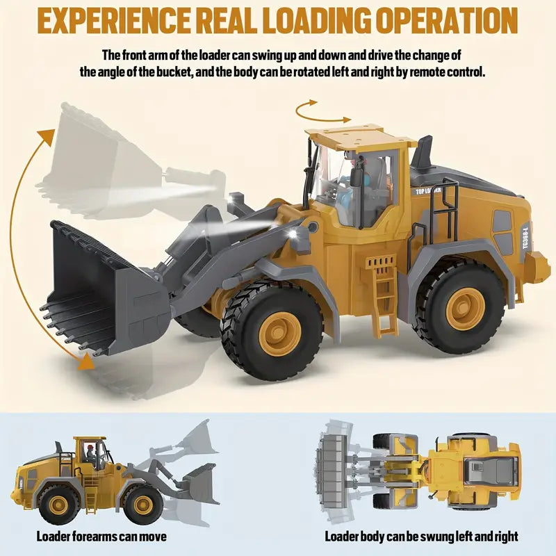 RC Loader, Remote Control 9-Channel RC Construction Toy Vehicle, alloy/plastic