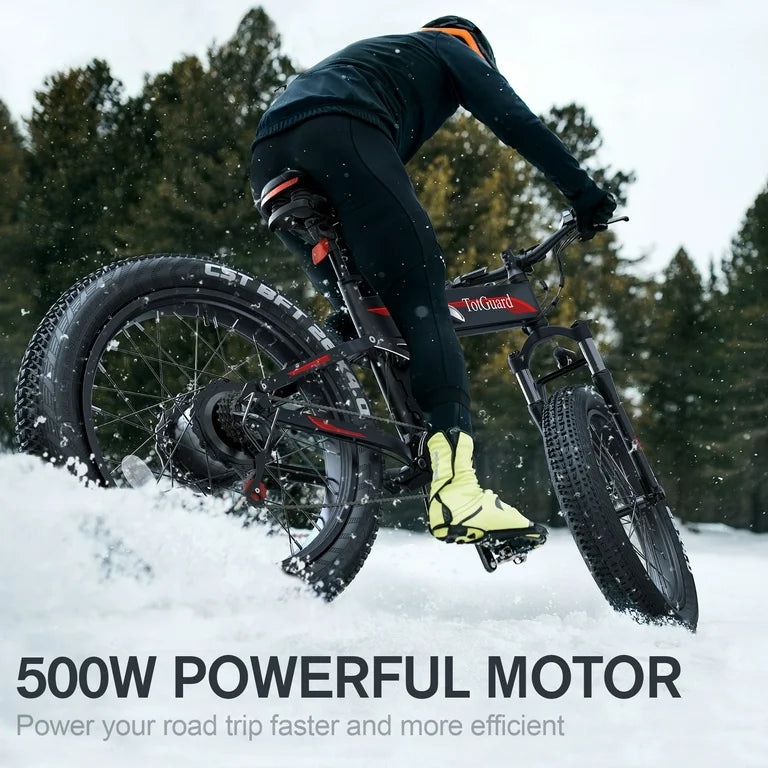 26"x4" Fat Tire 500W Electric Bike, Foldable E Bike for Adults-48V 10Ah Battery