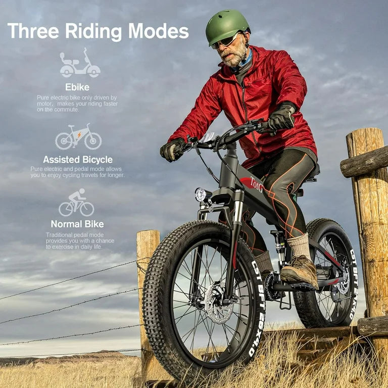 26"x4" Fat Tire 500W Electric Bike, Foldable E Bike for Adults-48V 10Ah Battery