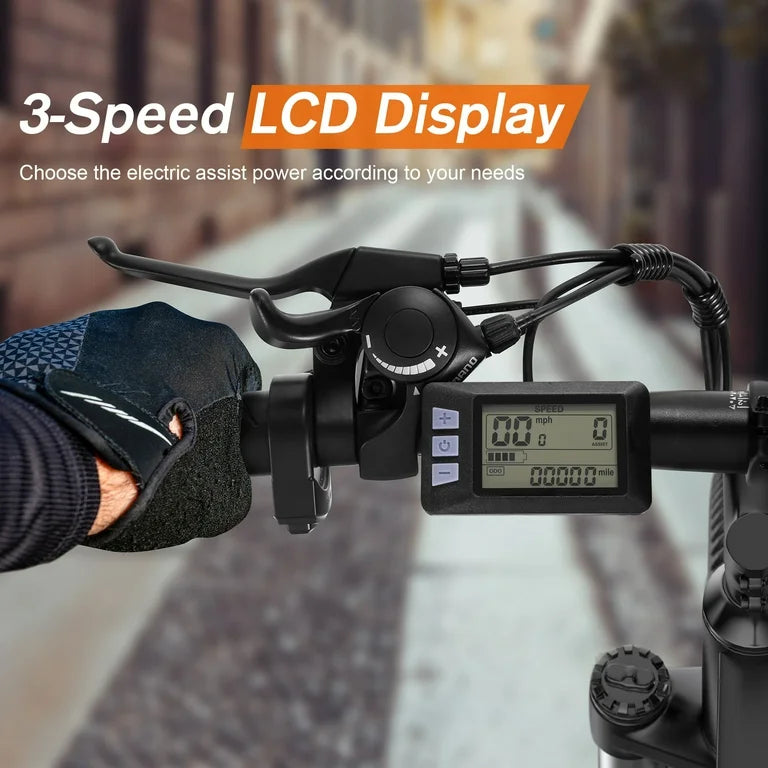 26"x4" Fat Tire 500W Electric Bike, Foldable E Bike for Adults-48V 10Ah Battery
