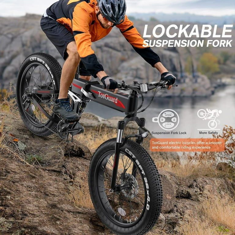 26"x4" Fat Tire 500W Electric Bike, Foldable E Bike for Adults-48V 10Ah Battery