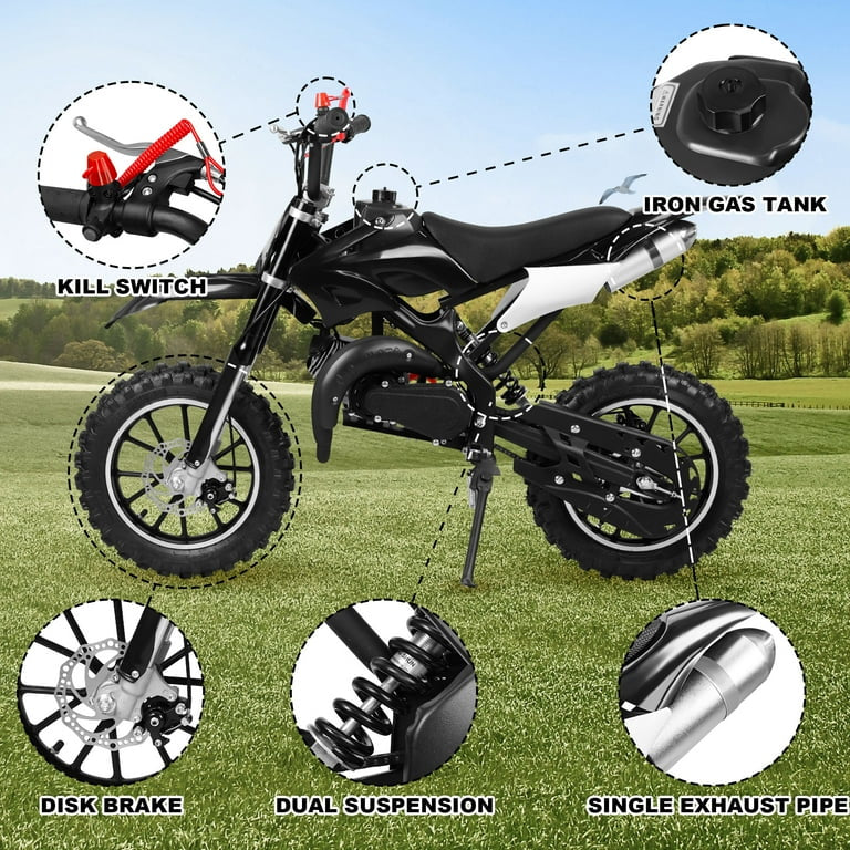 49cc Gasoline Dirt Bike for Kids ages 6-15,2-Stroke Gas Power Mini Dirt Bike