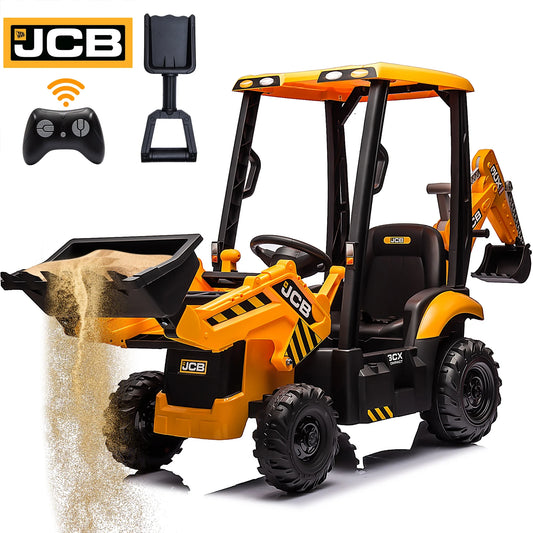 12V Kids Ride on Excavator/Digger, JCB Battery Powered Electric Tractor with Remote Control Ages 3-6