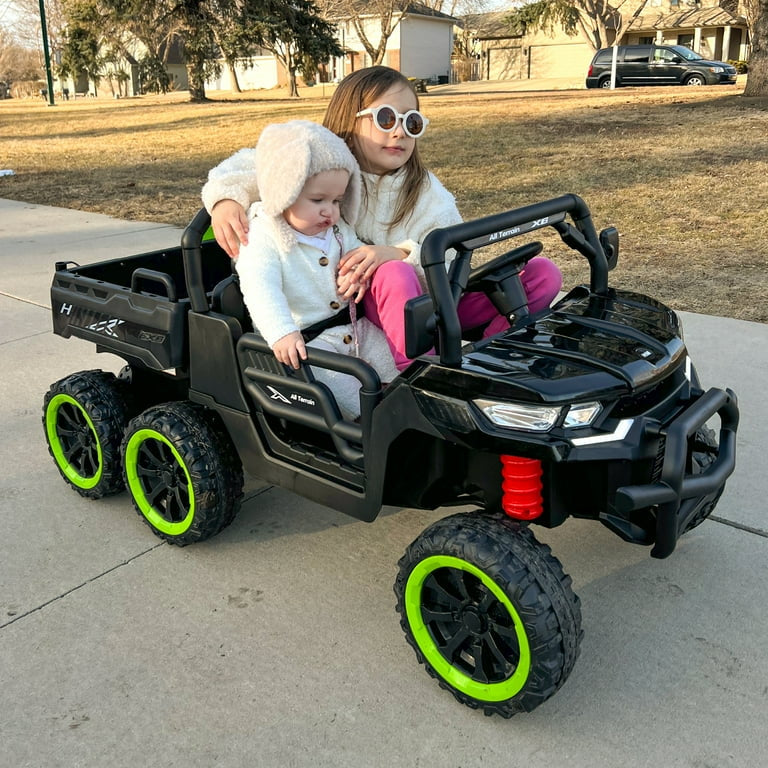 6 Wheel 24V 2-Seater Ride On Dump Truck, Ride on UTV W/ Dump Bed/Shovel, LED Light, Music, Remote Control,6 Wheels 4WD Ride On Toy