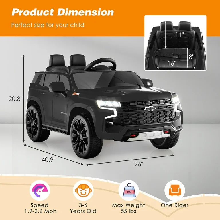 12V Kids Ride On Chevy Tahoe Electric Truck SUV
Remote w/ Light & Music