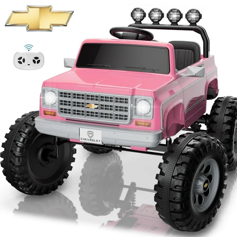 24V Chevy Cheyenne Kids Ride on Car, 7Ah 2 Seater Battery Powered Electric Vehicle w/ Remote Control, LED Lights, Music, Electric Car for Kids Ages 3-8