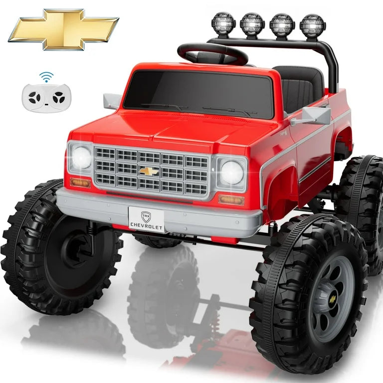 24V Chevy Cheyenne Kids Ride on Car, 7Ah 2 Seater Battery Powered Electric Vehicle w/ Remote Control, LED Lights, Music, Electric Car for Kids Ages 3-8