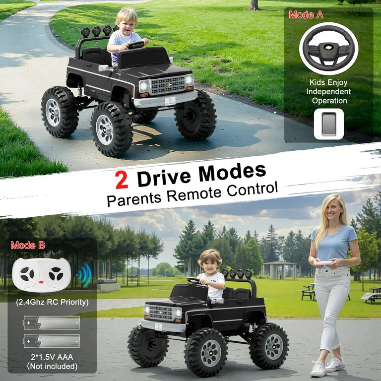 24V Chevy Cheyenne Kids Ride on Car, 7Ah 2 Seater Battery Powered Electric Vehicle w/ Remote Control, LED Lights, Music, Electric Car for Kids Ages 3-8