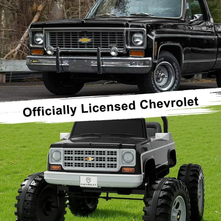 24V Chevy Cheyenne Kids Ride on Car, 7Ah 2 Seater Battery Powered Electric Vehicle w/ Remote Control, LED Lights, Music, Electric Car for Kids Ages 3-8