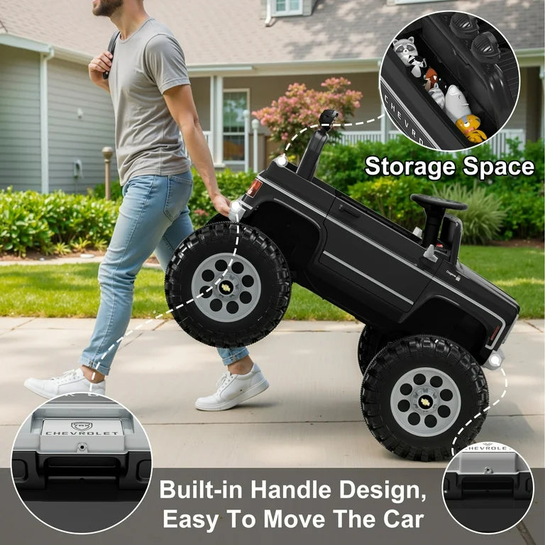 24V Chevy Cheyenne Kids Ride on Car, 7Ah 2 Seater Battery Powered Electric Vehicle w/ Remote Control, LED Lights, Music, Electric Car for Kids Ages 3-8