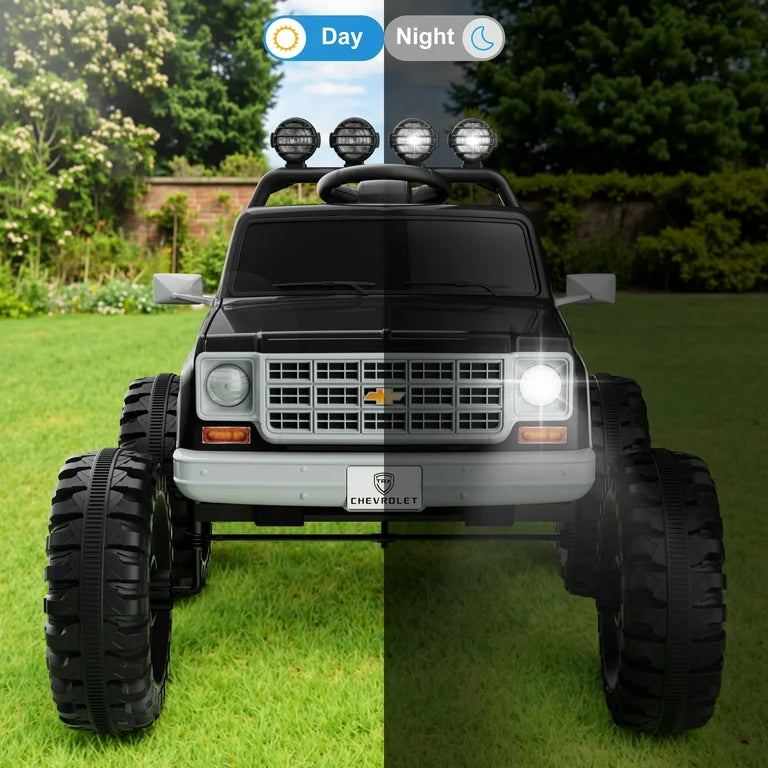 24V Chevy Cheyenne Kids Ride on Car, 7Ah 2 Seater Battery Powered Electric Vehicle w/ Remote Control, LED Lights, Music, Electric Car for Kids Ages 3-8