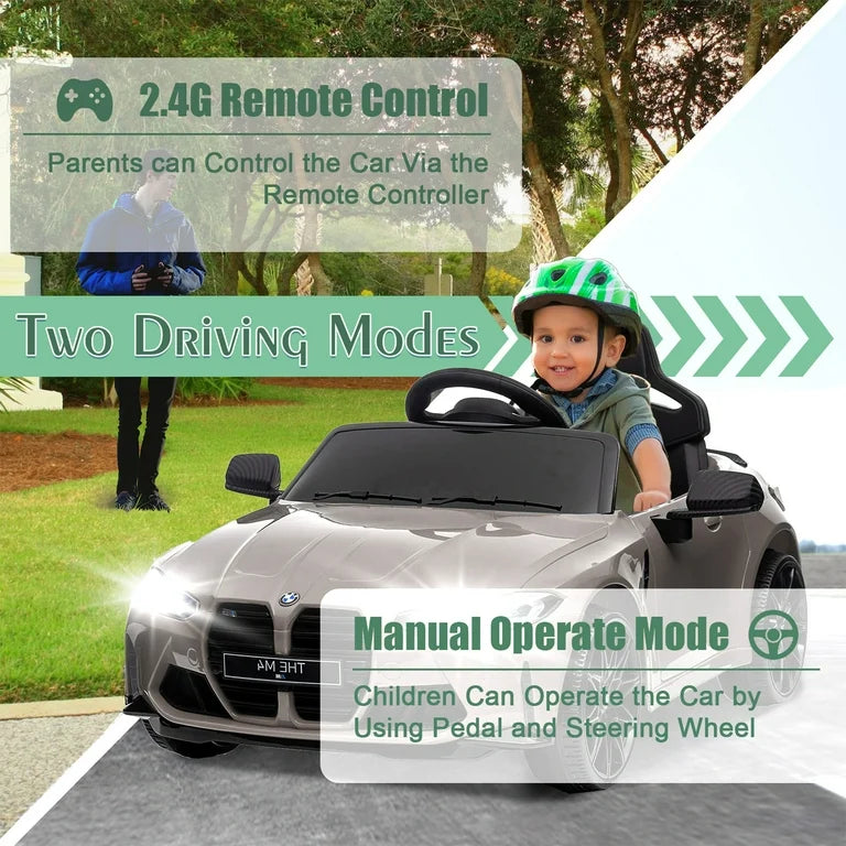 24V Kids Ride On BMW M4 Toy Car with Remote Control, Kids Aged 2+, Silver