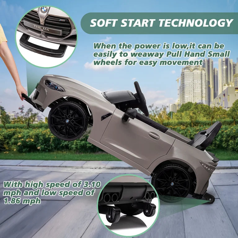 24V Kids Ride On BMW M4 Toy Car with Remote Control, Kids Aged 2+, Silver