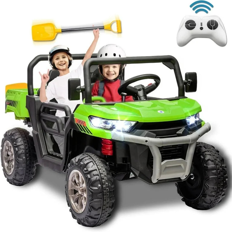 24V 2 Seater Kids Ride on Truck, Ride on UTV W/ 2x200W Motor, 24 Volt W/Dump Bed/Shovel, Durable Tires, LED Lights, Music, Remote Control